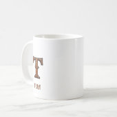 Lederpräge-Western-Initialen-Monogramm T Kaffeetasse (Vorderseite Links)