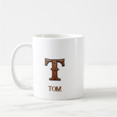 Lederpräge-Western-Initialen-Monogramm T Kaffeetasse (Links)