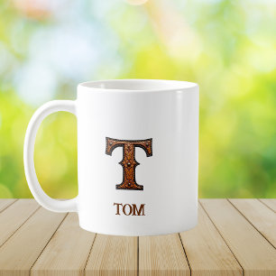 Lederpräge-Western-Initialen-Monogramm T Kaffeetasse