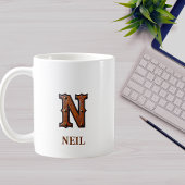 Lederpräge-Western-Monogramm-Anfangsbuchstabe N Kaffeetasse