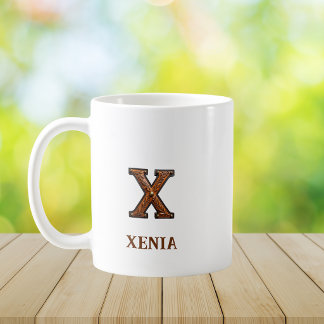Lederpräge-Western-Monogramm-Anfangsbuchstabe X Kaffeetasse