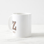 Lederpräge-Western-Monogramm Anfangsbuchstabe Z Kaffeetasse (Vorderseite Links)
