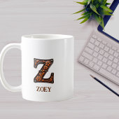 Lederpräge-Western-Monogramm Anfangsbuchstabe Z Kaffeetasse