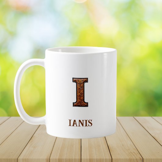 Lederpräge-Western-Monogramm-I Kaffeetasse