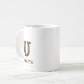 Lederpräge-Western-Monogramm-U Kaffeetasse (Vorderseite Links)