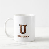 Lederpräge-Western-Monogramm-U Kaffeetasse (Links)