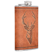 Lederprägung Stags Kopf. Flachmann (Rechts)