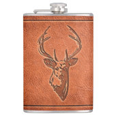 Lederprägung Stags Kopf. Flachmann (Vorderseite)