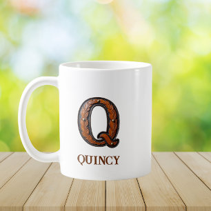 Lederprägung Western Initialen Monogramm Q Kaffeetasse
