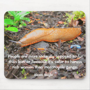 Lederschnecke mit Zitat Mousepad
