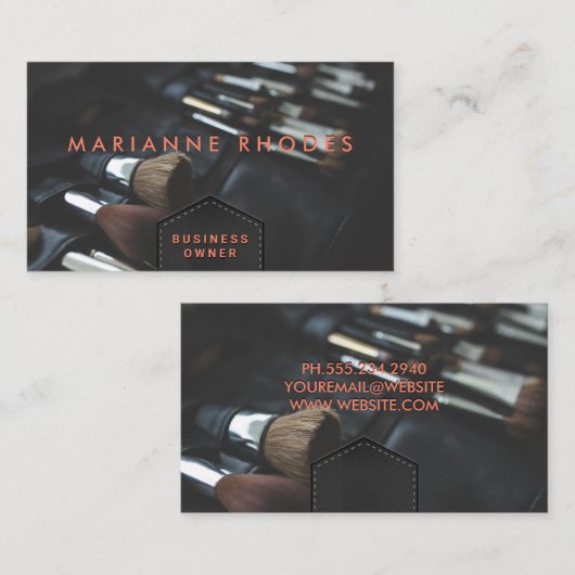 Lederstich | Schreibbürsten mit Embossed Visitenkarte (Vorne/Hinten)