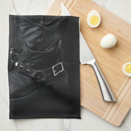 Lederstiefel & Weinflasche 2025 Kalender Geschirrtuch (Viertel Falte)