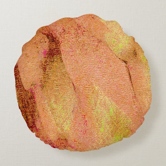 Lederstil mit abgenutzter Farbe, Lachs Rundes Kissen (Rückseite)