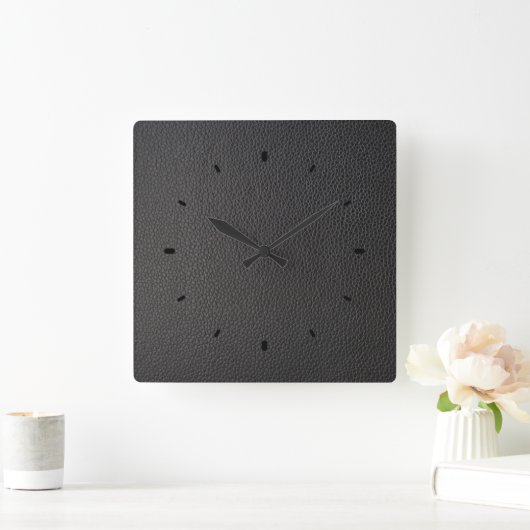 Lederstruktur aus schwarzem Imitat Quadratische Wanduhr (Zuhause)