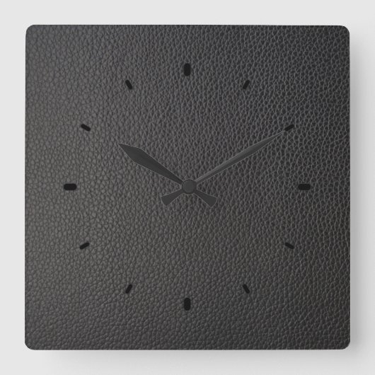 Lederstruktur aus schwarzem Imitat Quadratische Wanduhr (Vorderseite)