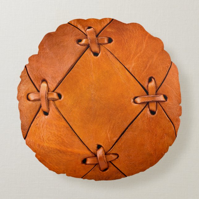 Lederstruktur. Rundes Kissen (Vorderseite)