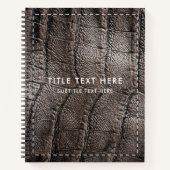 Ledertextur aus Brown Alligator und Stich Notizblock (Vorderseite)