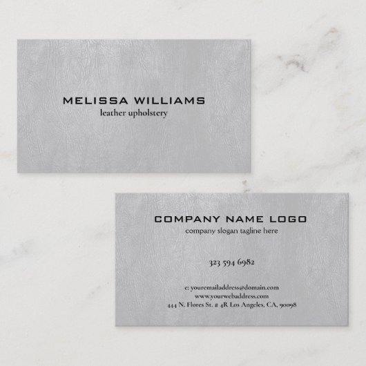 Ledertextur aus hellgrauem Imitat Visitenkarte (Vorne/Hinten)