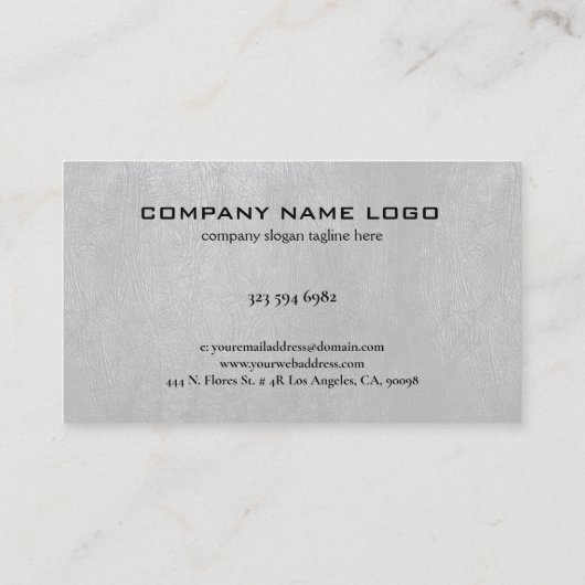 Ledertextur aus hellgrauem Imitat Visitenkarte (Rückseite)