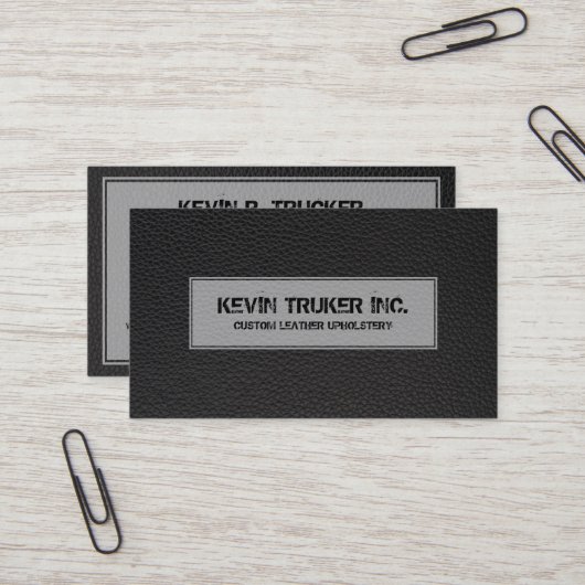 Ledertextur aus schwarzem Imitat Visitenkarte (Vorderseite/Rückseite Beispiel)