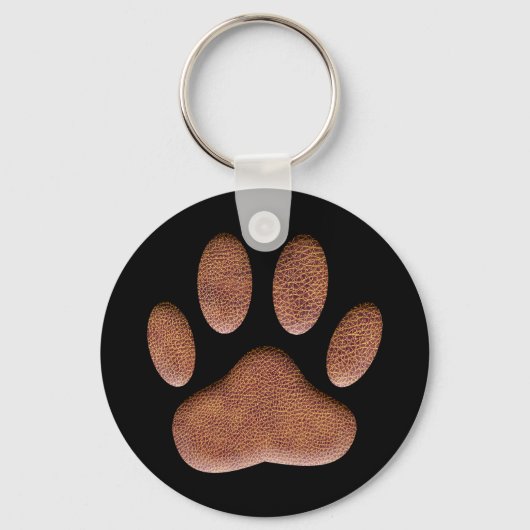 Ledertextur Dog Paw Druck auf schwarzen Schlüssela Schlüsselanhänger (Vorderseite)