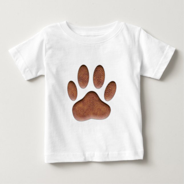 Ledertextur Dog Paw Print Baby T-shirt (Vorderseite)