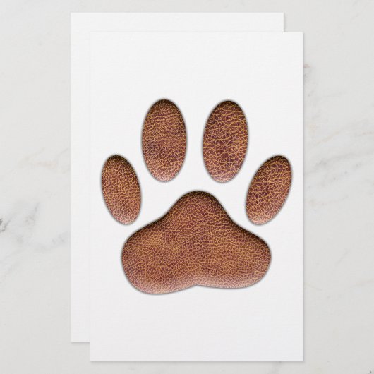 Ledertextur Dog Paw Print Briefpapier (Vorne/Hinten)