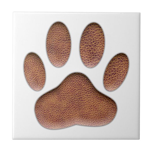 Ledertextur Dog Paw Print Fliese (Vorderseite)