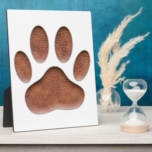 Ledertextur Dog Paw Print Fotoplatte (Seite)