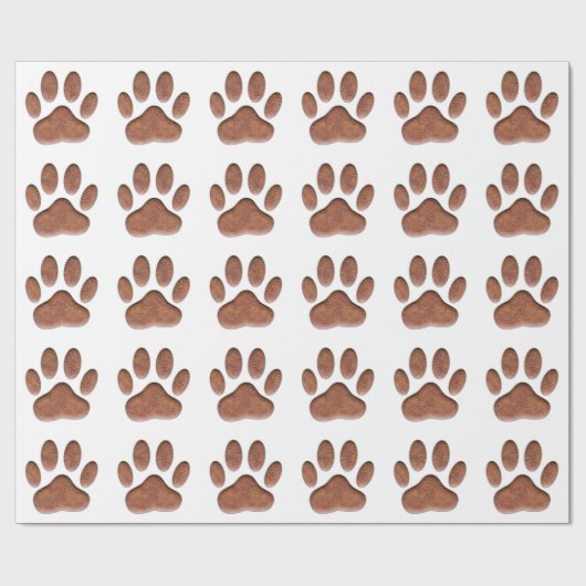 Ledertextur Dog Paw Print Geschenkpapier (Flach)