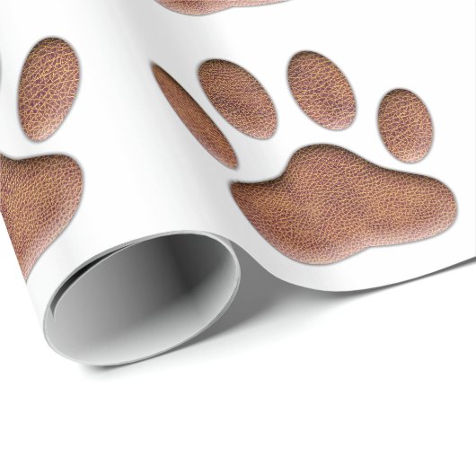 Ledertextur Dog Paw Print Geschenkpapier (Rolleneckpunkt)