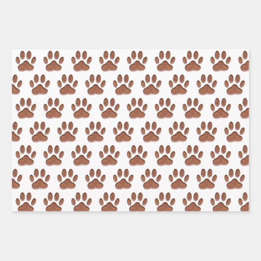 Ledertextur Dog Paw Print Geschenkpapier Set (Vorderseite 2)