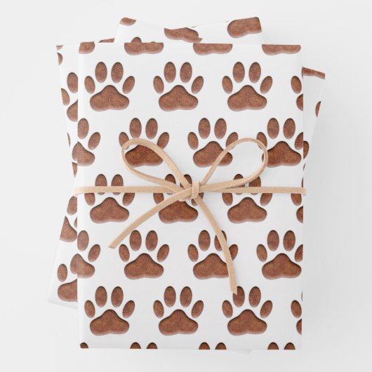 Ledertextur Dog Paw Print Geschenkpapier Set (Beispiel)