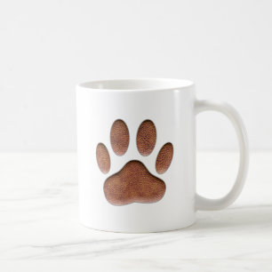 Ledertextur Dog Paw Print Kaffeetasse