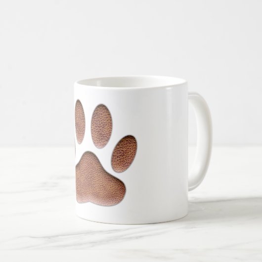 Ledertextur Dog Paw Print Kaffeetasse (VorderseiteRechts)