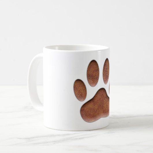 Ledertextur Dog Paw Print Kaffeetasse (Vorderseite Links)