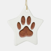 Ledertextur Dog Paw Print Keramik Ornament (Rechts)