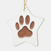 Ledertextur Dog Paw Print Keramik Ornament (Links)
