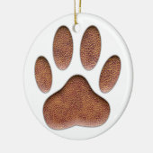 Ledertextur Dog Paw Print Keramik Ornament (Links)