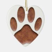 Ledertextur Dog Paw Print Keramik Ornament (Rechts)