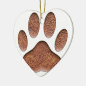 Ledertextur Dog Paw Print Keramik Ornament (Links)