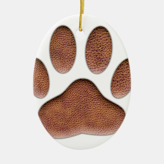 Ledertextur Dog Paw Print Keramikornament (Vorne)