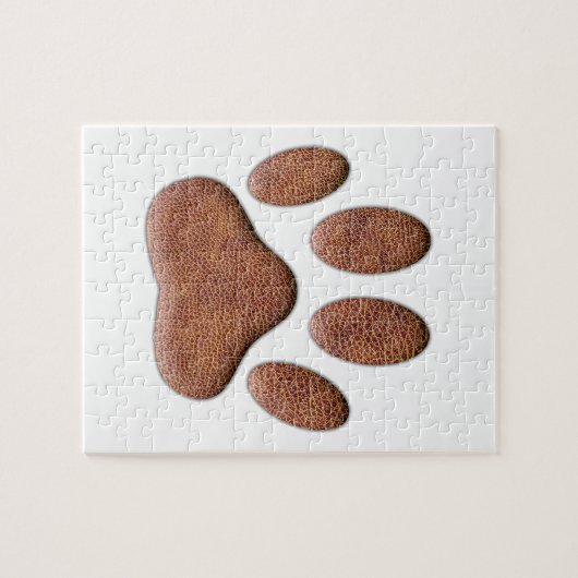 Ledertextur Dog Paw Print Puzzle (Horizontal)