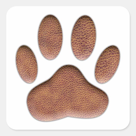Ledertextur Dog Paw Print Quadratischer Aufkleber (Vorderseite)