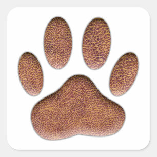 Ledertextur Dog Paw Print Quadratischer Aufkleber