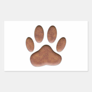 Ledertextur Dog Paw Print Rechteckiger Aufkleber