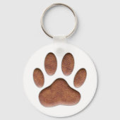 Ledertextur Dog Paw Print Schlüsselanhänger (Vorderseite)