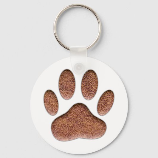 Ledertextur Dog Paw Print Schlüsselanhänger (Vorderseite)