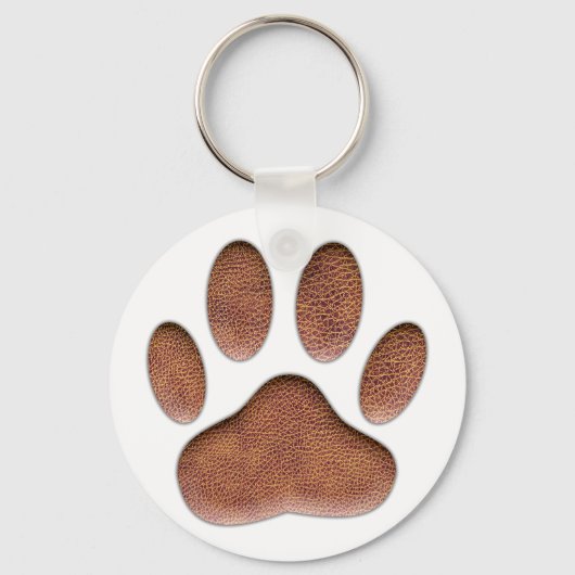 Ledertextur Dog Paw Print Schlüsselanhänger (Vorderseite)