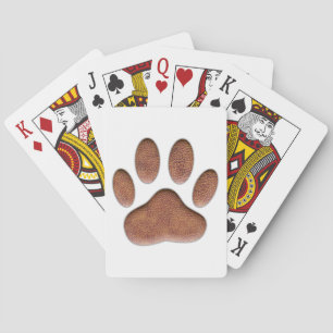 Ledertextur Dog Paw Print Spielkarten